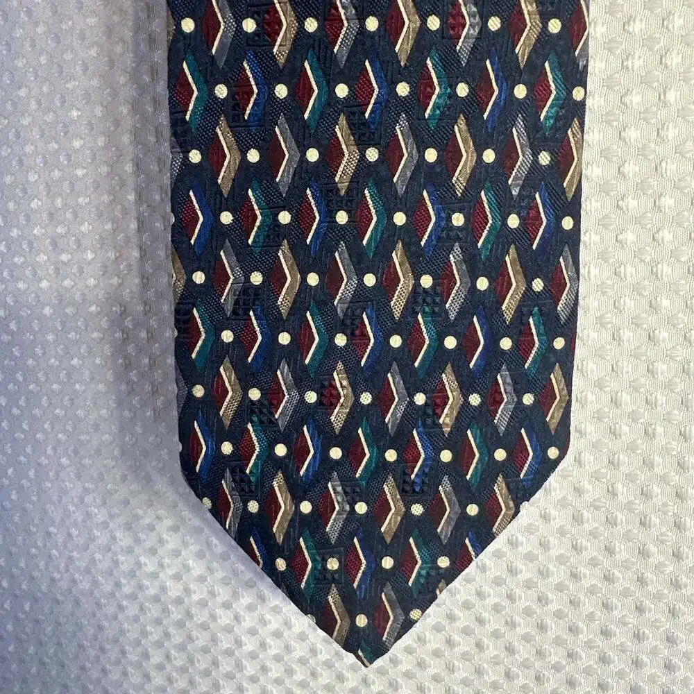 Pierre Balmain Couture Vintage 100% Silk Geometric Diamond Men's Necktie